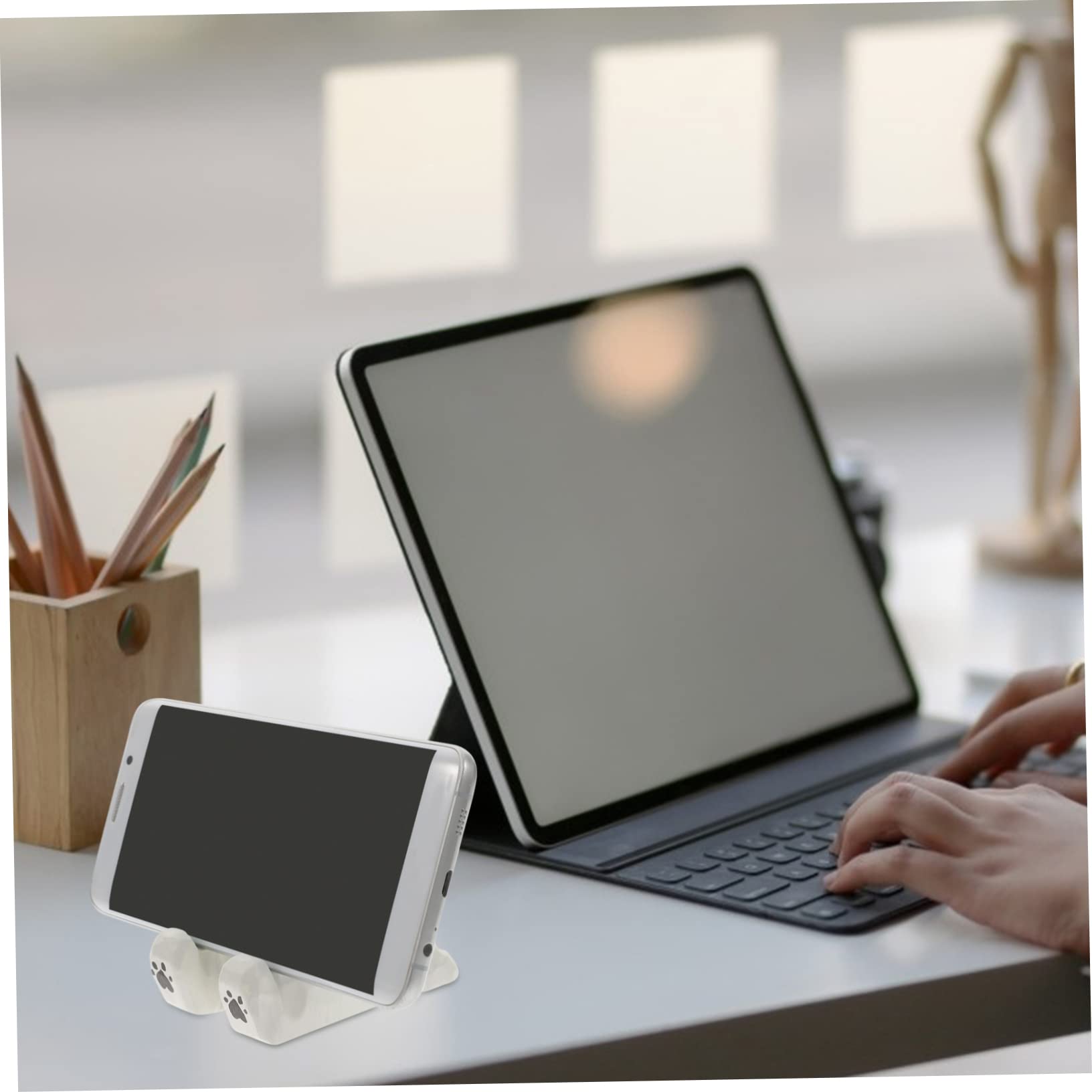 Housoutil 3 Stücke Universal Telefon Bär Holz Handy Ständer Solide Struktur Für Schreibtisch Büro Hause
