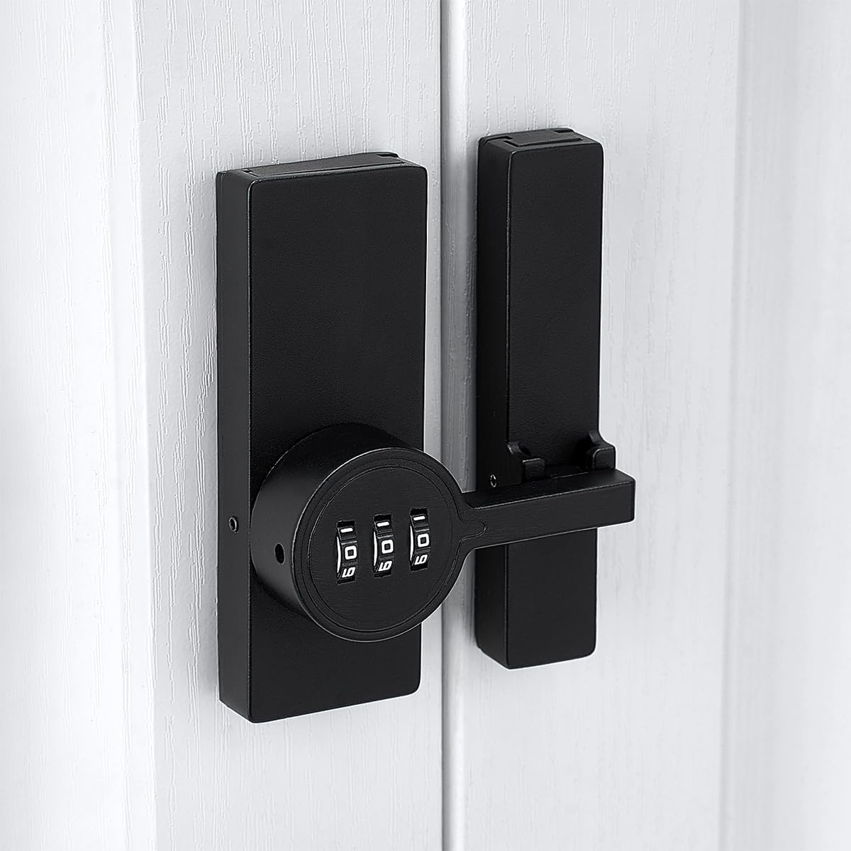 Black 180 Degree Barn Door Lock,Mechanical Password Lock,3 Digit Password Keyless,Flip Latch with Combination,Protect Privacy,for Bedrooms,garages,Cabinets,Windows,Garden,and Bathroom