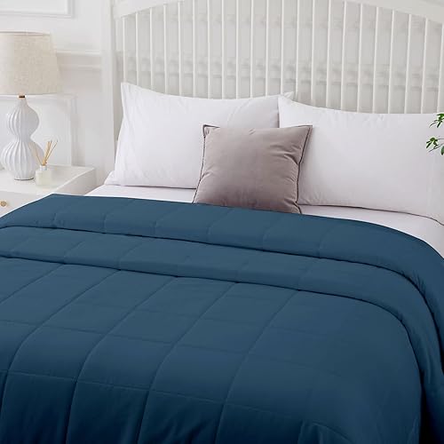 Miniatura 6 de COMFLIVE Manta alternativa de plumón con ribete satinado, tamaño individual para cama, manta ligera para todas las estaciones, comodidad de invierno