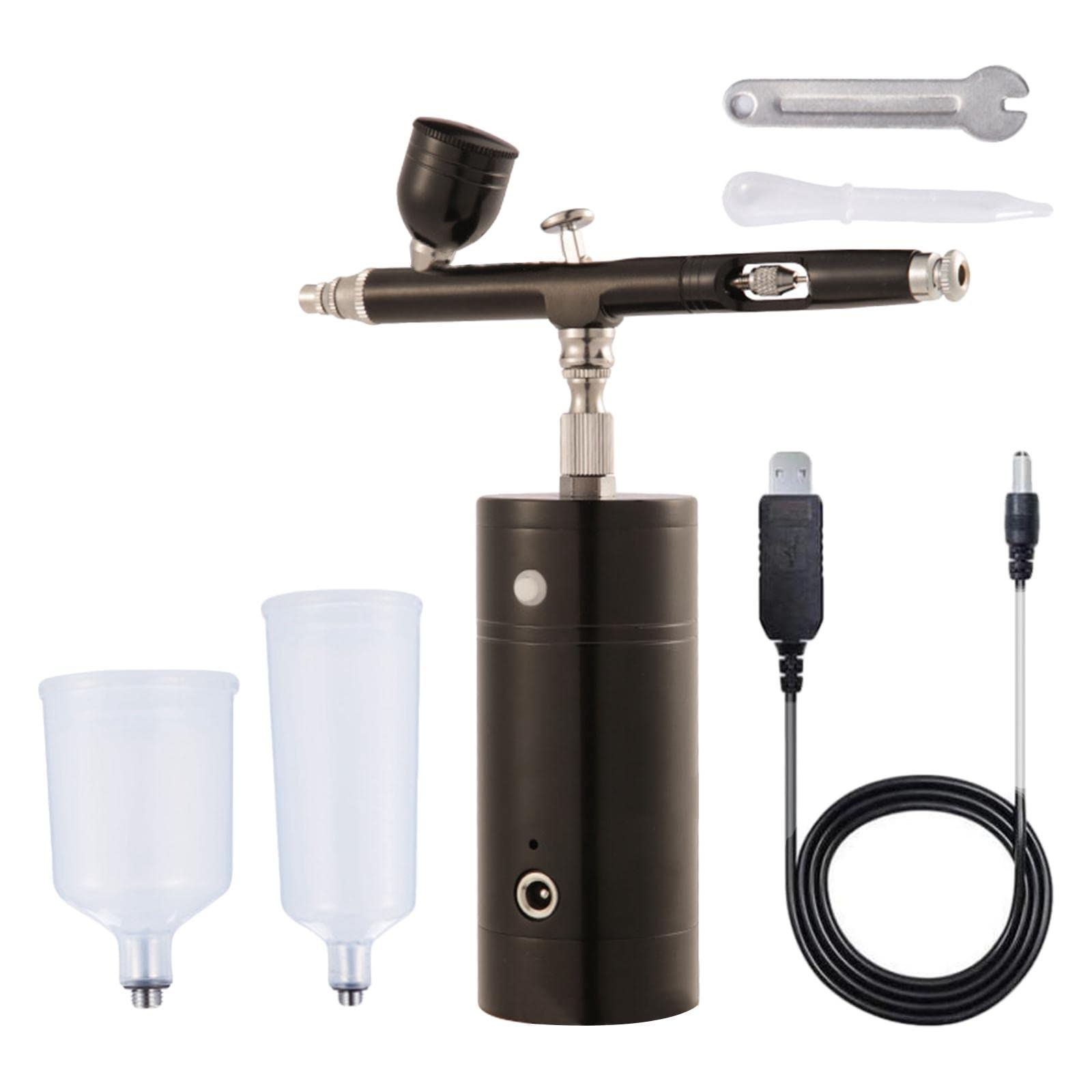 Kit mini compressore d'aria portatile per aerografo, per pittura a spruzzo, nero, 3,5 x 13 x 14 cm