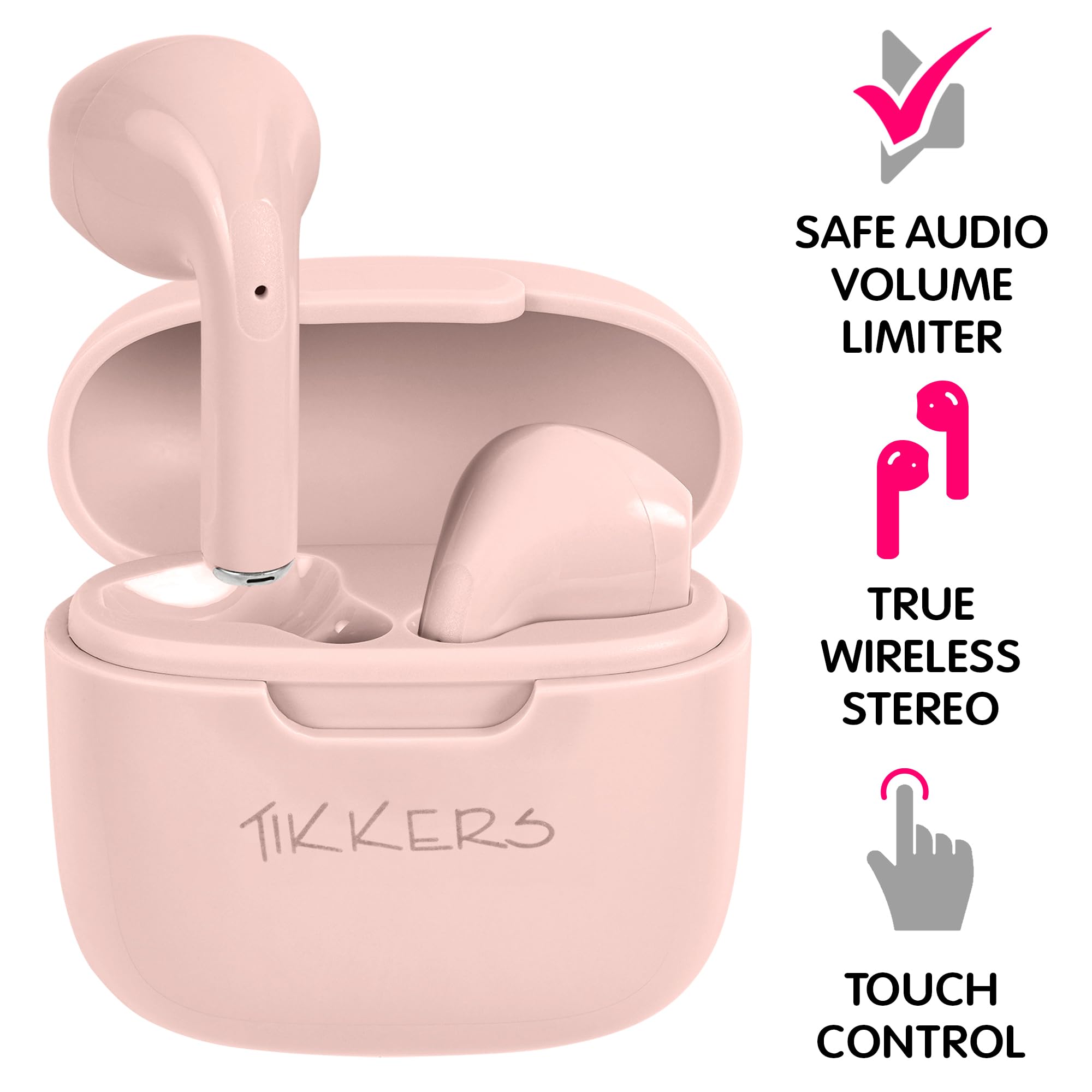 Tikkers Smart Series 13 - Set di orologi e auricolari con cinturino in silicone rosa TKS13-0031-SET