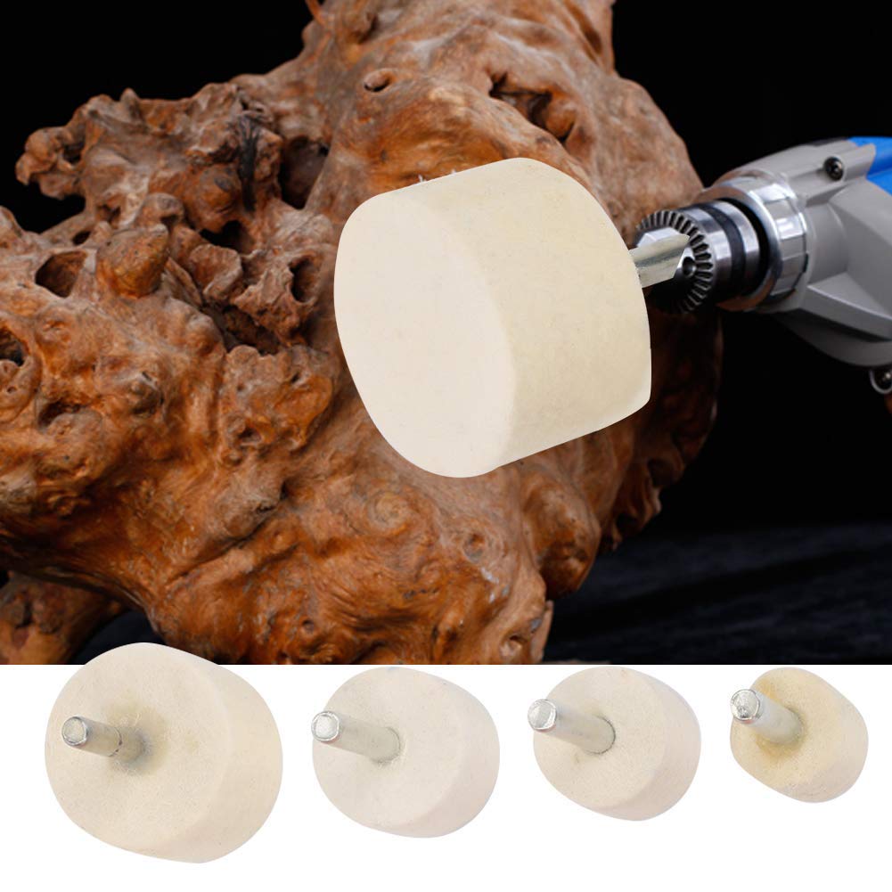 5 Pièces Kit de Polissage du Verre Poudre de Polissage à L'oxyde de Cérium + 4 Pièces Roues de Polissage en Feutre de Laine
