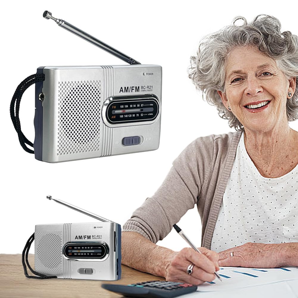 Retro Mini Radio Battery Operated Am FM Radio Portable Clear Sound para Regalos Interiores al Aire Libre para Personas Mayores