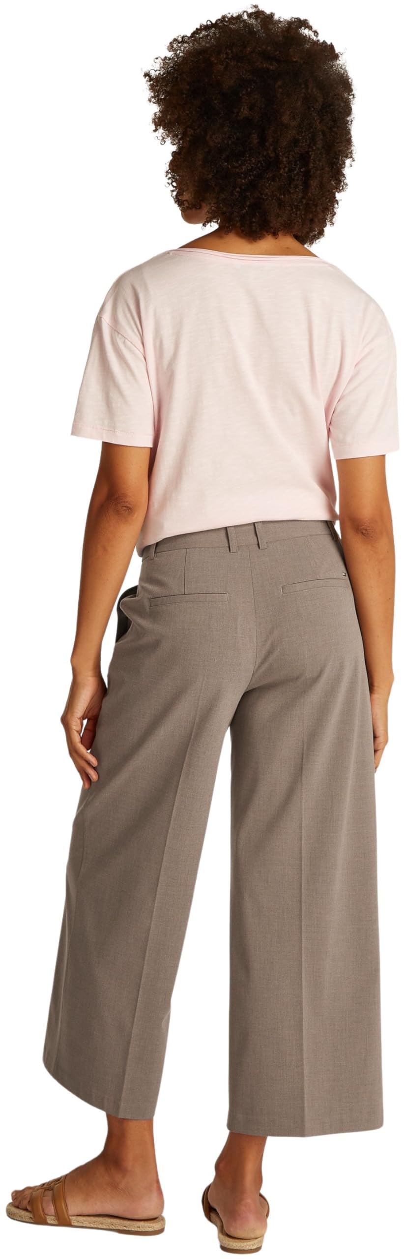 Tommy Hilfiger Pantalón de Tela Mujer Wide Leg Crop tobillero