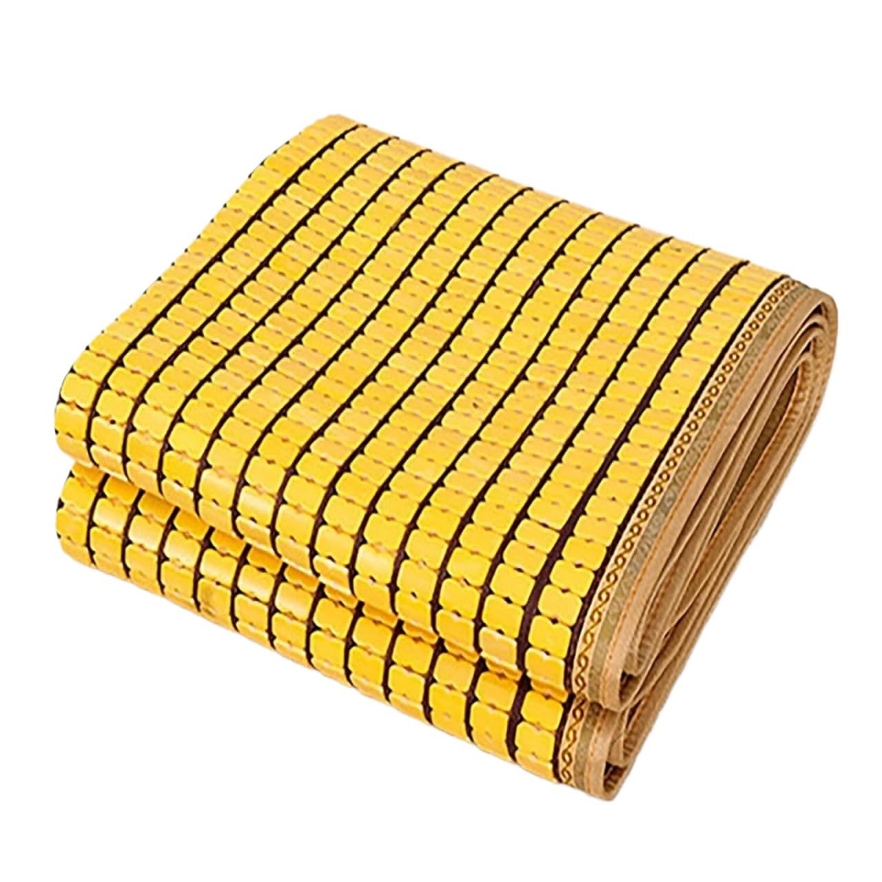 JYBNBBE Bamboo Cooling Mat - Foldable Summer Sleeping Pad Carbonized Air Conditioning Mat for Ultimate Comfort Perfect for Mahjong & Hot Nights (Natural 1.5 * 1.95m/4.9 * 6.4FT)