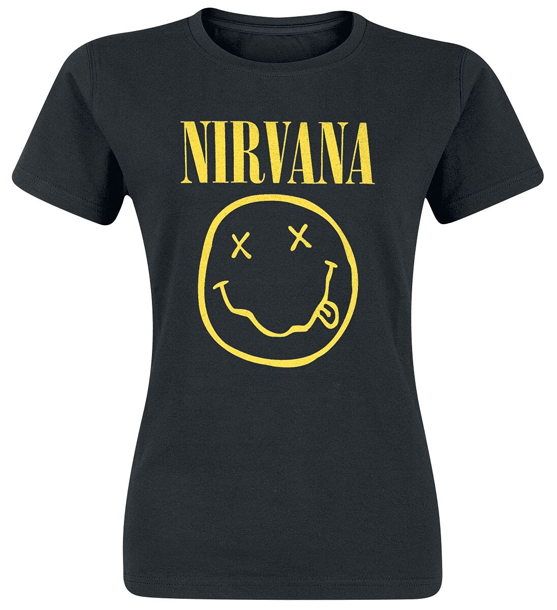 Nirvana Smiley Logo Women T-Shirt Black, Regular, Black, M