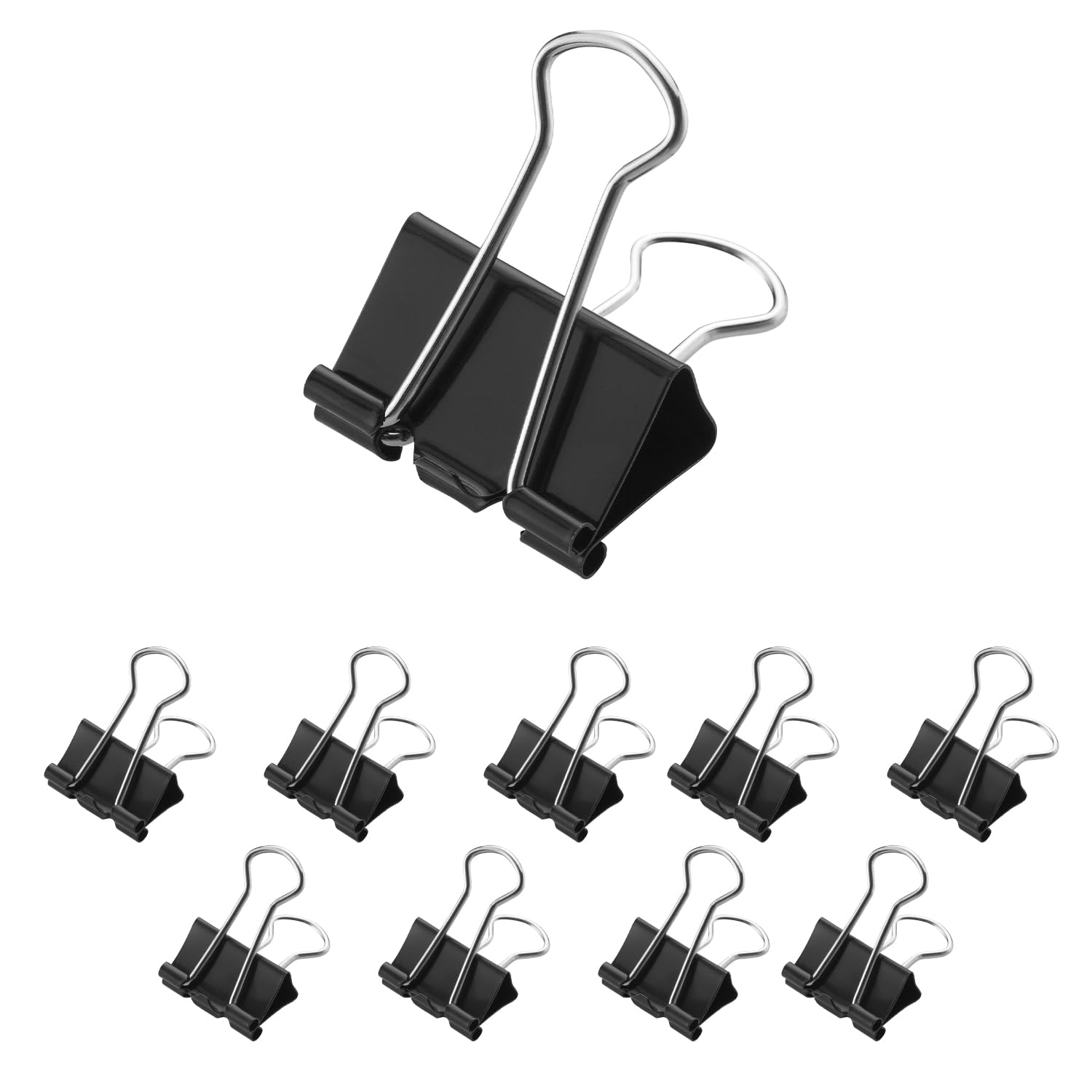 Westcott Foldback klamerki 25 mm, czarne, 12 sztuk, metalowe klamerki do dokumentów, stabilne i wielokrotnego użytku, zaciski 25 mm, do biura i gospodarstwa domowego, E-10712 00