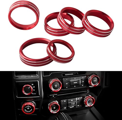 1797 Fundas de perilla de CA para Ford F150 2016-2019, accesorios de aleación de aluminio roja, paquete de 6