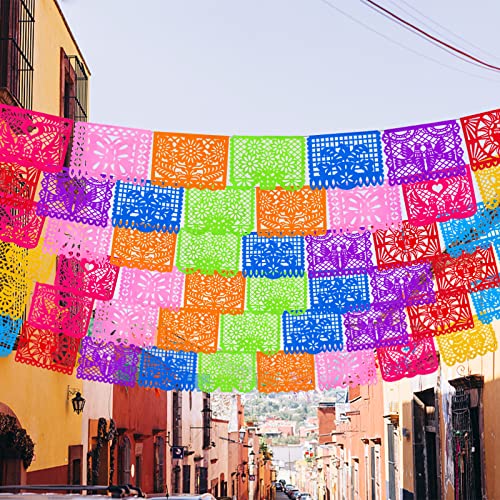 Johouse 2Pack Mexican Party Banner, 18 Feet Plastic Fiesta Banner Cinco De Mayo Dia De Los Muertos Decor Day Of The Dead Papel Picado Decorations, Mexican Party Supplies #TOP5