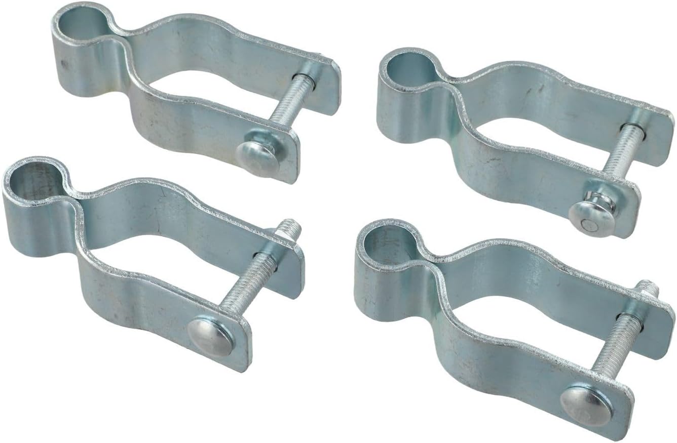 Chain Link Fence Gate Hinges | 4-Piece 5/8" Galvanized Steel Pintle Post Hinges with 1-3/8" Bolts & Nuts | Heavy Duty & Rust Resistant Silver Finish