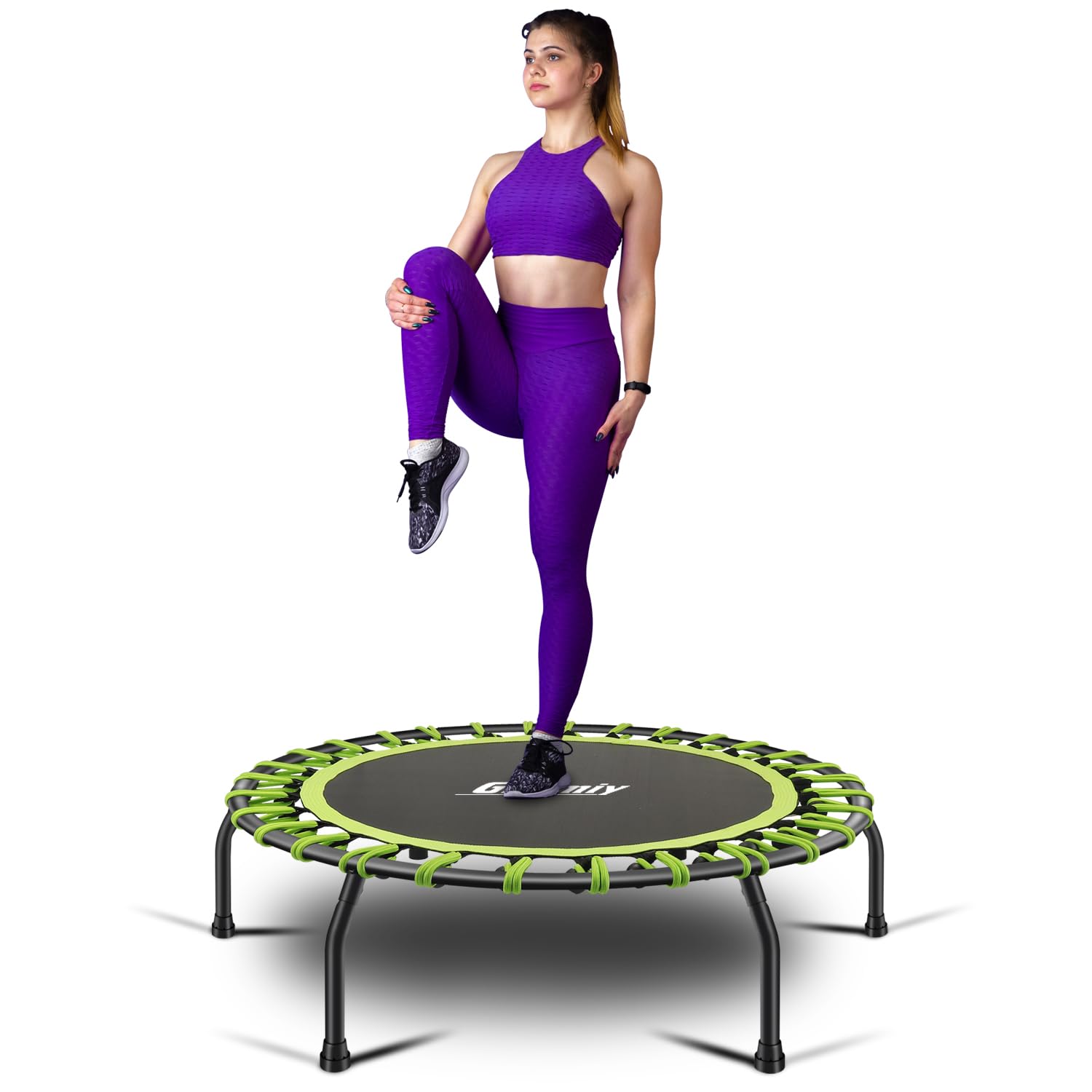 Trampolino Fitness Ø Circa 101 cm, Piccolo e Silenzioso Rebounder per il Fitness Indoor, Sistema di Design con Corda Elastica, peso dell'utente fino a 150 kg.