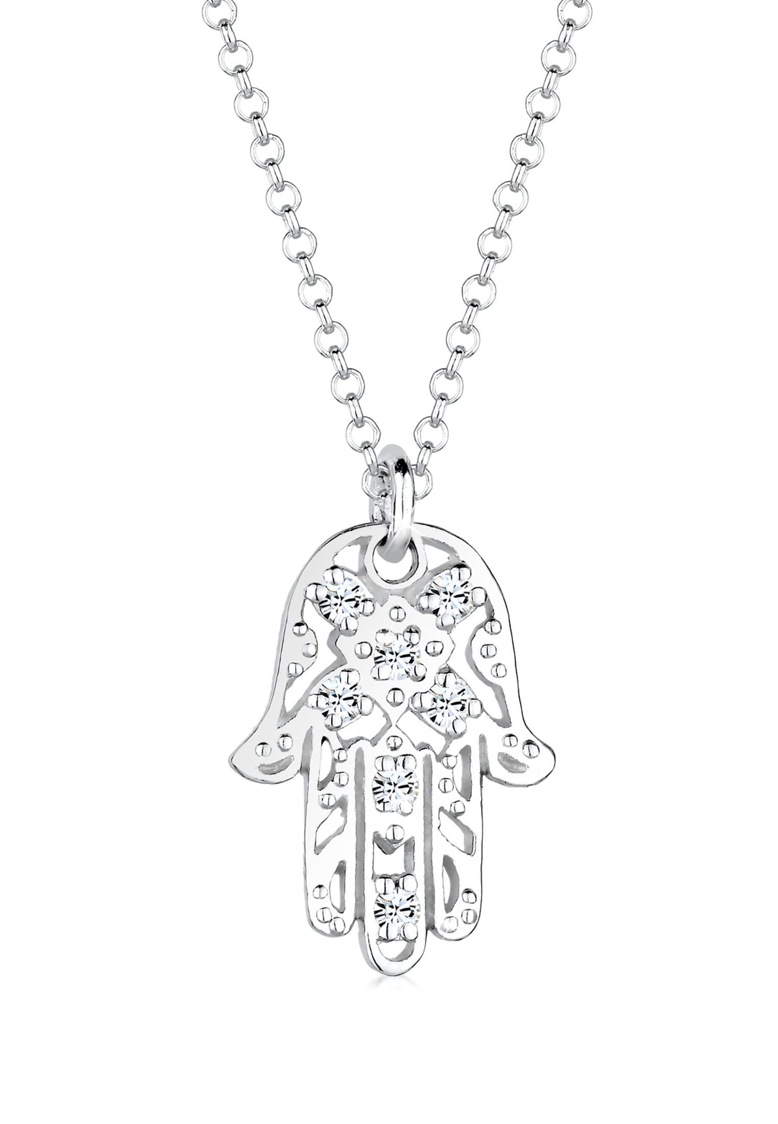 Elli Necklace Hamsa Hand Crystals 925 Sterling Silver