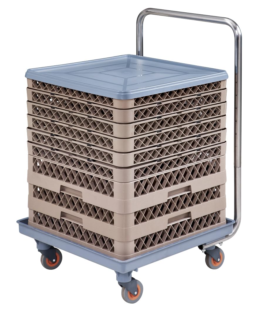 Technica Prestona Edelstahl Transportwagen mit Halterung für Geschirrspülmaschinenkörbe - Gastronormwagen 540x600x880 mm - Wagen - Tablettwagen - Regalwagen - Einschübe Gastro - Rollbehälter