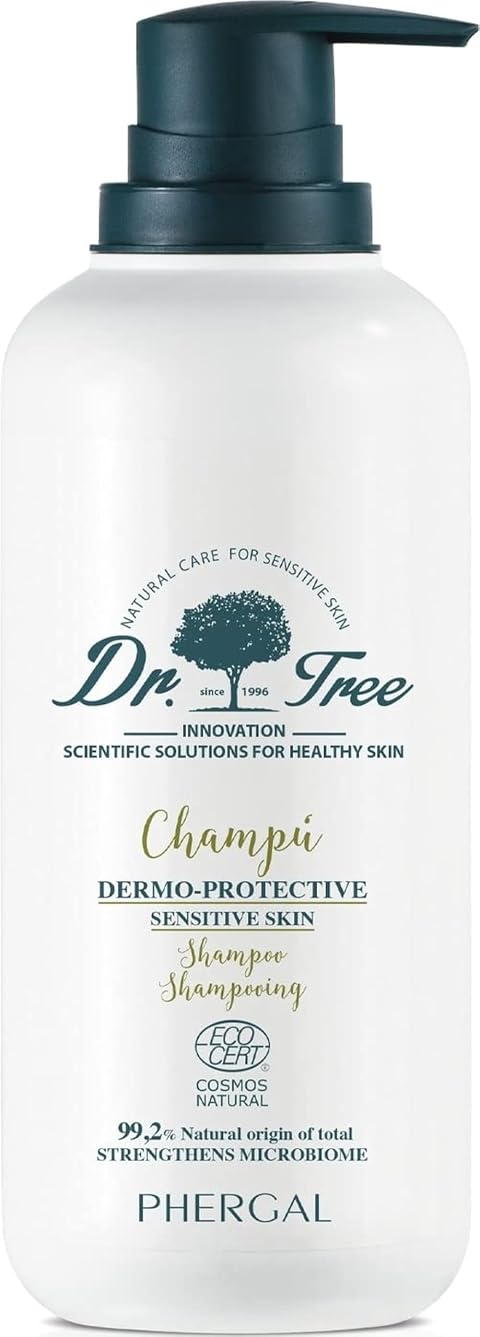 Dr. Tree | Champú Dermoprotector Cueros Cabelludos Sensibles | Limpieza, Brillo y Fuerza | Refuerza el Microbioma | 99% Ingredientes Naturales | 400ml