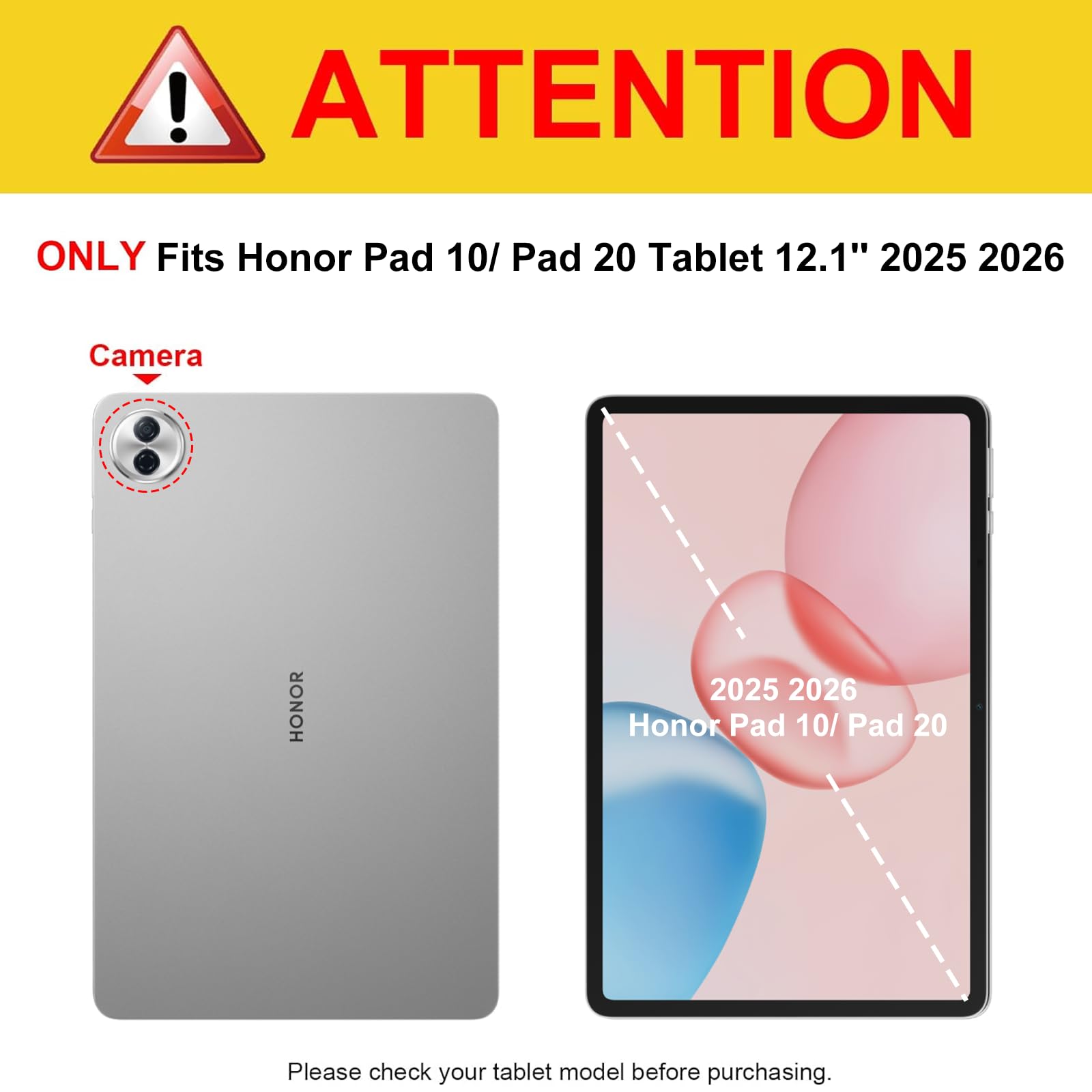 Fintie Etui na tablet Honor Pad 10/Pad 20 12,1 cala 2025 z uchwytem na długopis - ultracienkie, miękkie etui ochronne z TPU z funkcją automatycznego wygaszenia/wybudzenia, czarne