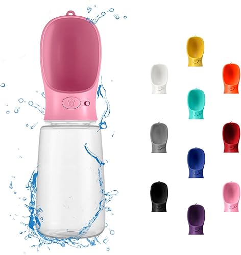 Miniatura 15 de WePet Botella de agua portátil para perros, 12 onzas, dispensador de agua para cachorros a prueba de fugas con alimentador de bebida para mascotas