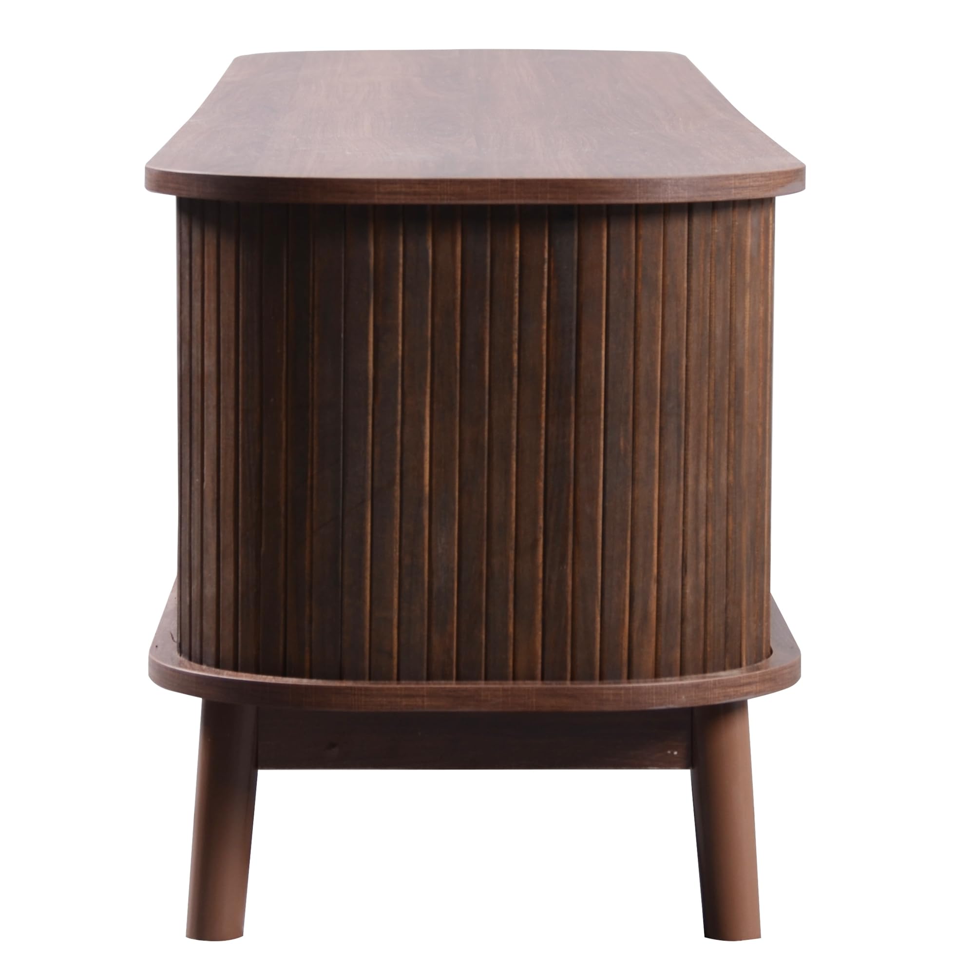 Mueble TV madera natural, puertas cajones, soporte ratán, almacenamiento, estilo rústico (170 x 39,5 x 46 cm, madera y amarillo)