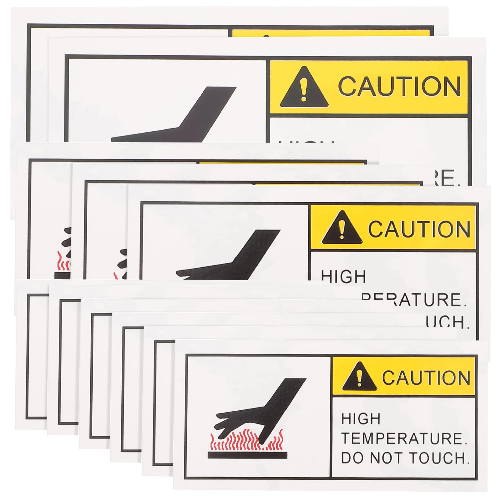 ERINGOGO 10Pcs High Temperature Warning Stickers Self Adhesive Caution Labels for Hot Surface Easy Peel Stick Messaging for Mechanical Equipment