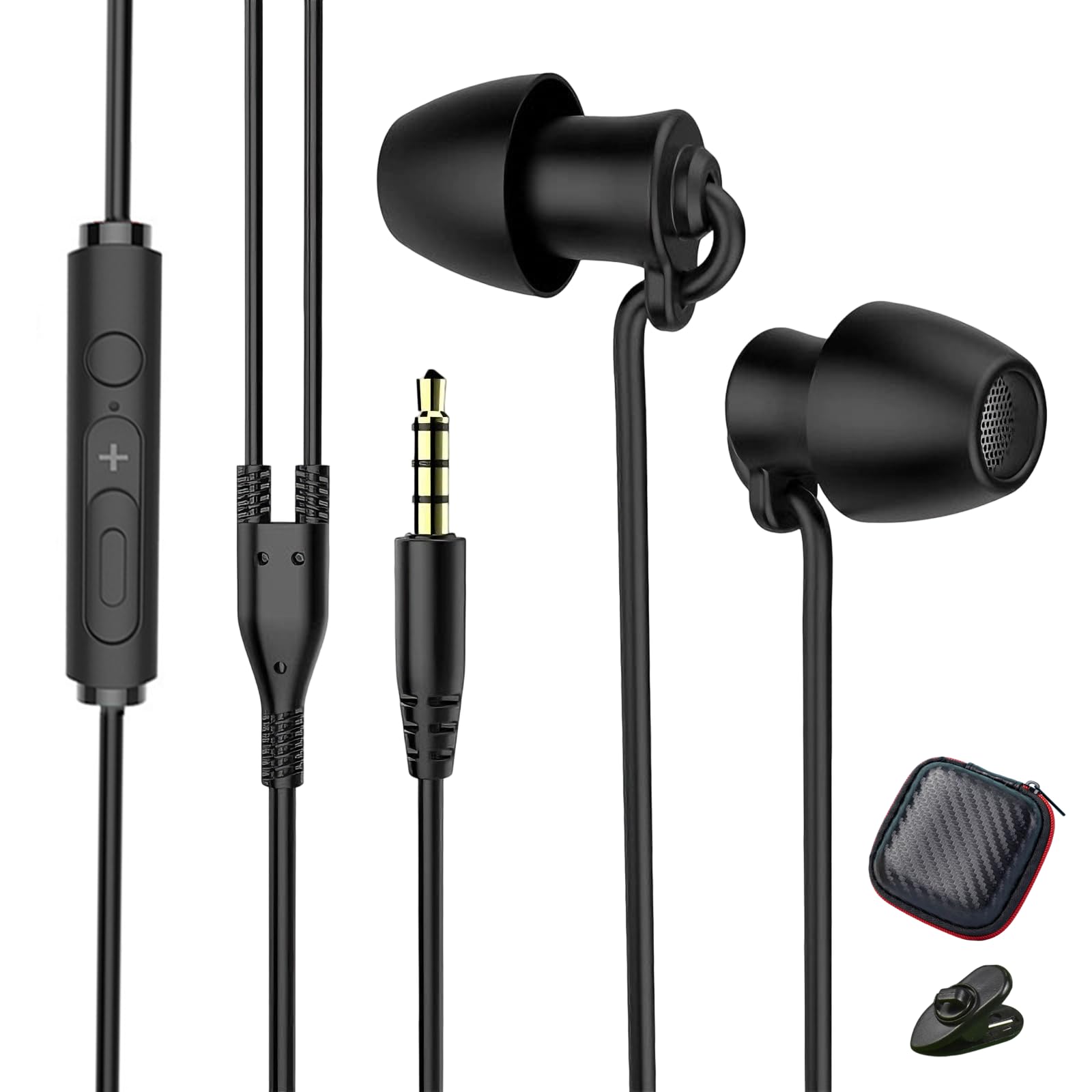 Sleeping Earbuds for Side Sleepers Ultra-Soft Silicone in-Ear Headphones with Microphone 3 5mm Jack for Noise Reduction HiFi