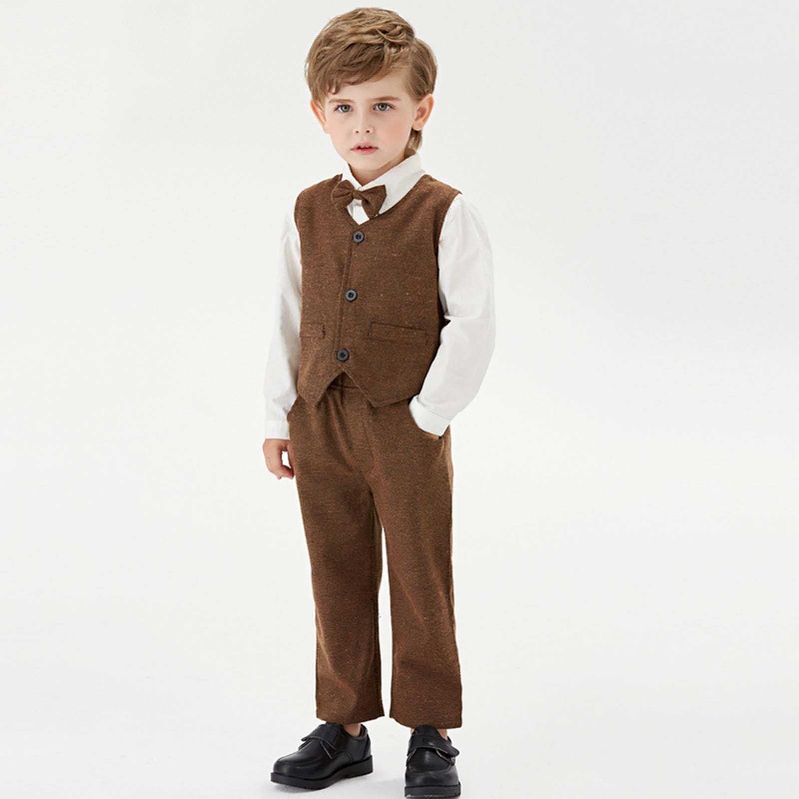 WWricotta Completo Bambini, Formale per, Elegante Gilet, Papillon, Camicia A Maniche Lunghe E Pantaloni, per Feste E Matrimoni., qualità Premium