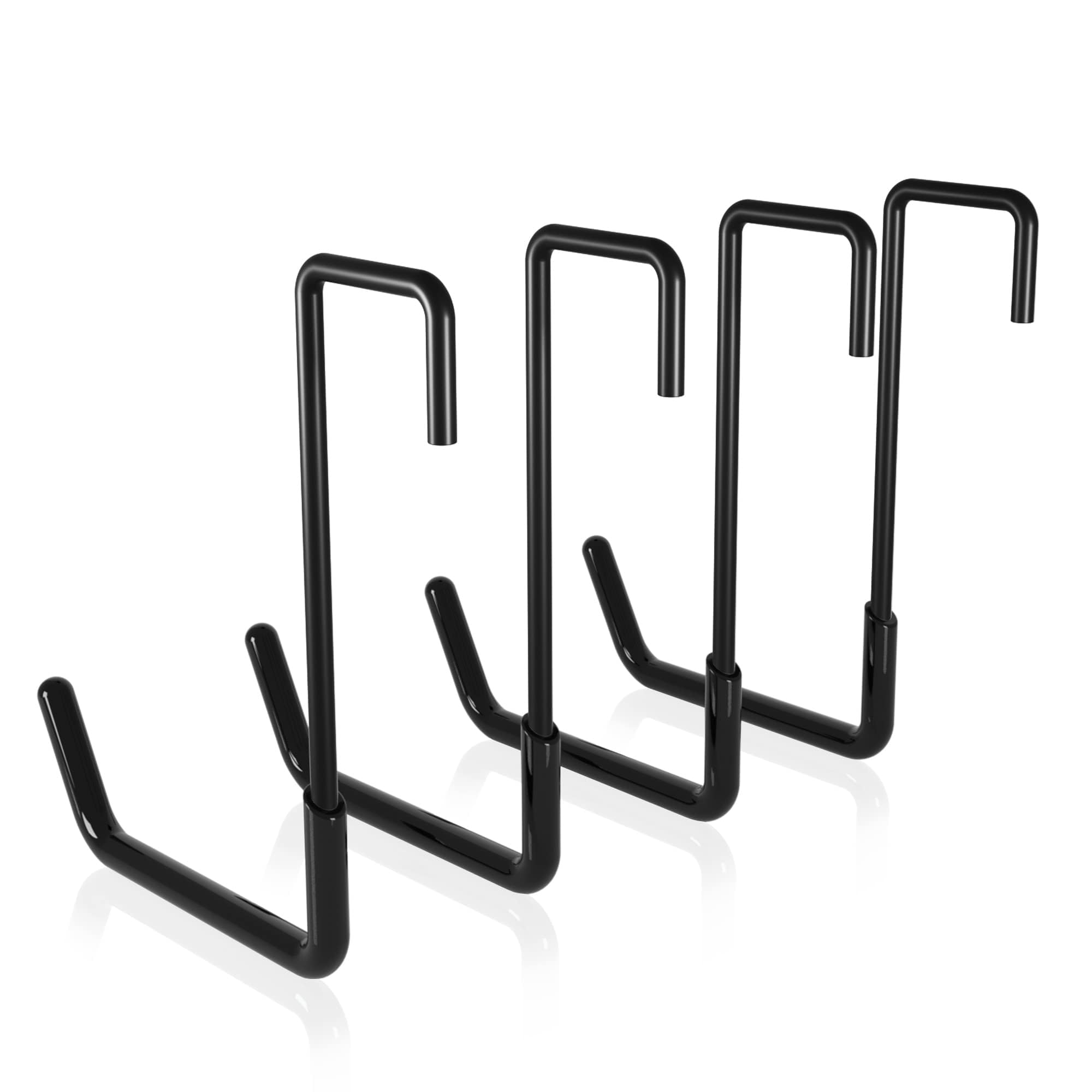 KASTWAVE Garage Hanger Hook Set, 4 Pcs Garage Bike Hooks, Heavy Duty Large S Hooks for Hanging, with Non Slip Coating, for Ladder Bike Storage Rafter Hanger Garden Tool Organizer (Black)
