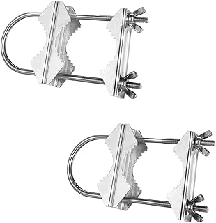 Double Antenna Mast Clamp Heavy Duty Pole to Pole Mounting Kit V Jaw Block with U-Bolt Mounting Hardware for TV CB Ham Antenna Parasols Flags and Fishing Rods (2)
