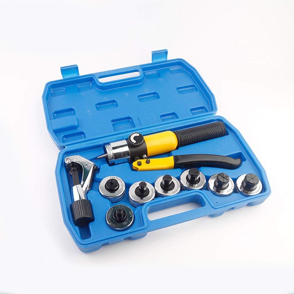 Aubest One Color Hydraulic Crimper, Manual Hydraulic Riser (7 Heads), Air Conditioning Flaring Tool For Copper Pipe, Portable Plastic Case