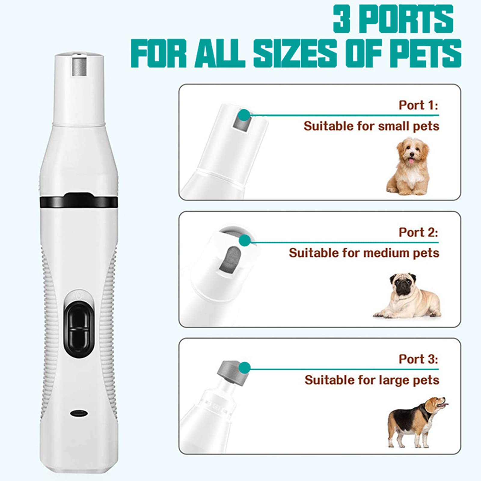3 W 1 Dog Clippers & Nail Grinder, Dog Paznokci Drimmers, Zestaw do pielęgnacji psów z 3 głowicą nożową, elektryczną golarką do psów Clippers, niskokaptery USB, do małych psów i kotów