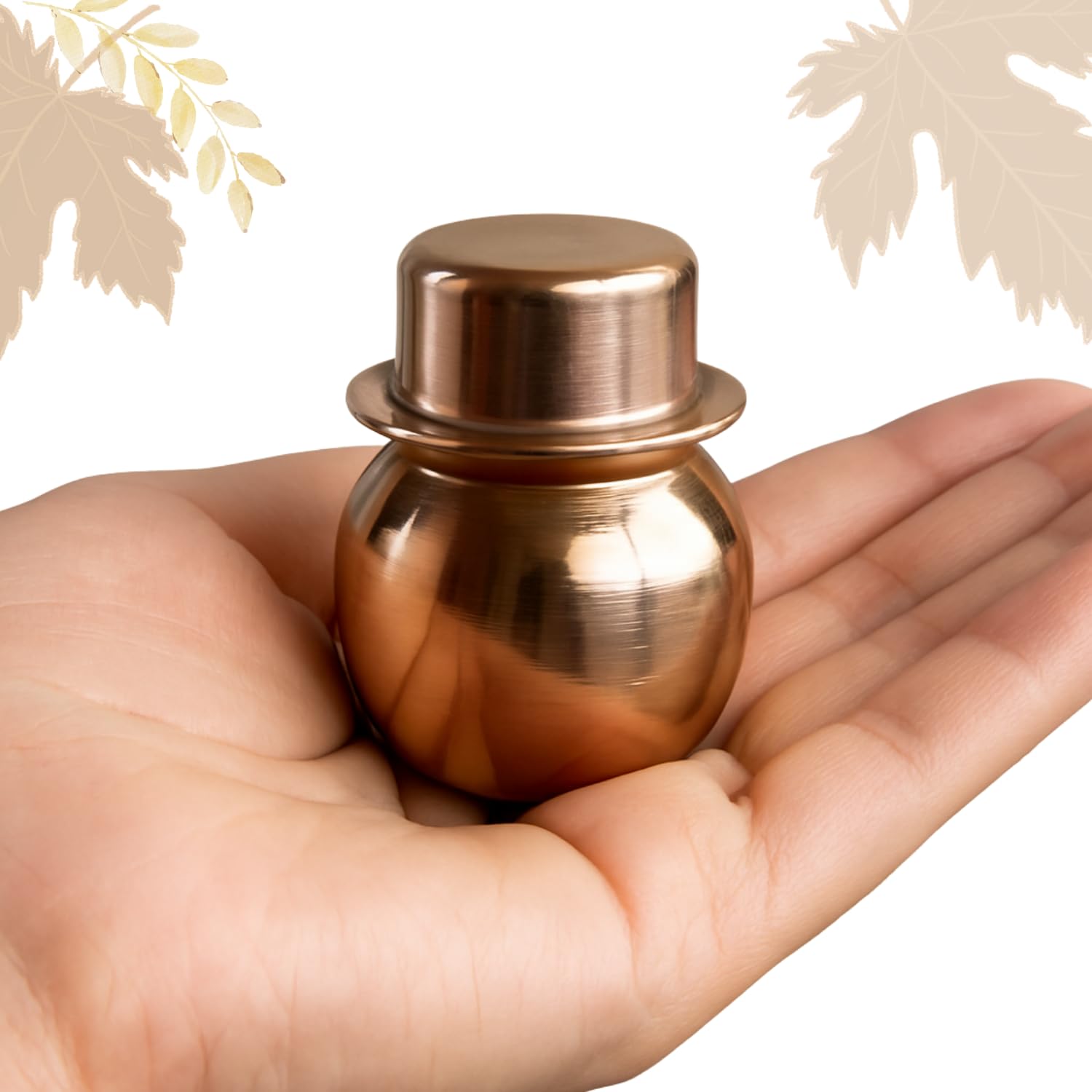 KRIARA Small Size Copper Kalash for Pooja & Puja Mandir | Small Size Copper Lota-Pela Set for Puja Rituals | Puja Essentials for Home Mandir | Tamba Lota for Water – Total Height 6 cm, 4.5 cm, 40g