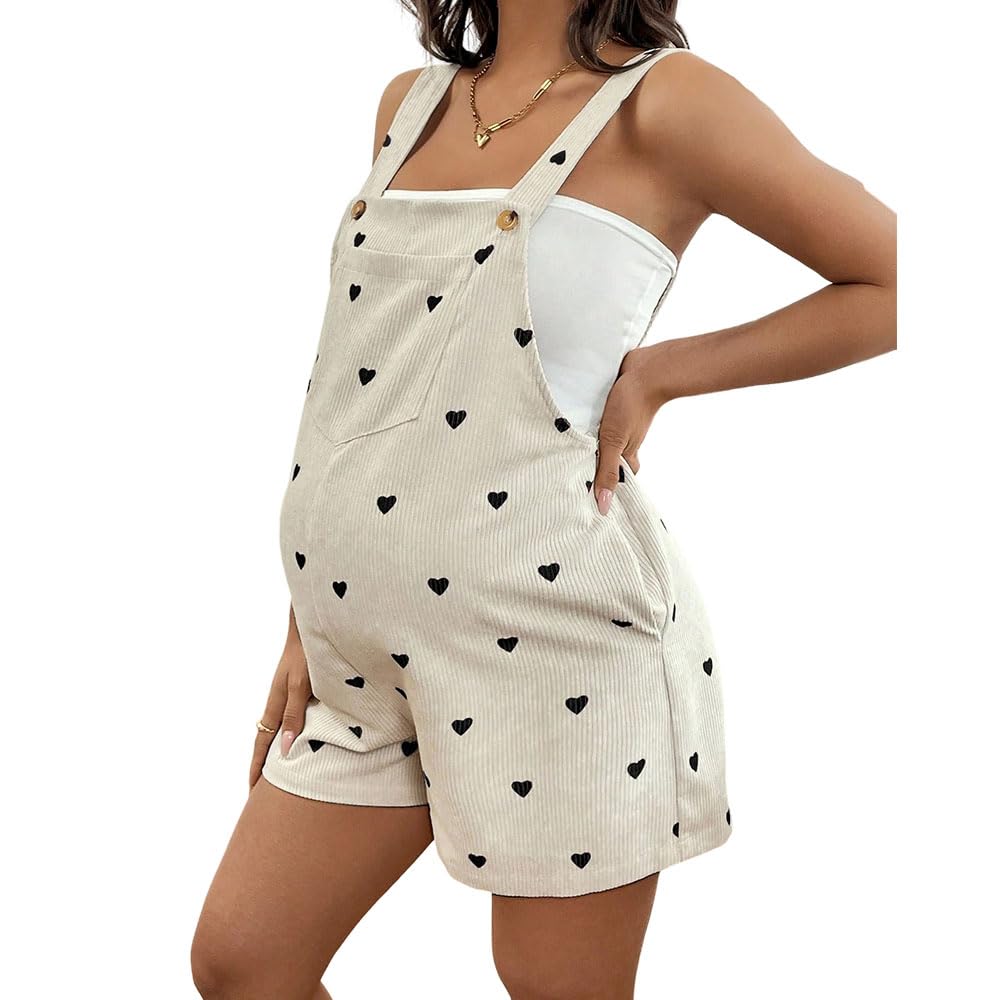 Salopette Premaman Donna,Velluto a coste Tuta Premaman Donna Pantaloni Pantaloncini,Comoda Jumpsuit Playsuit Overall Gamba