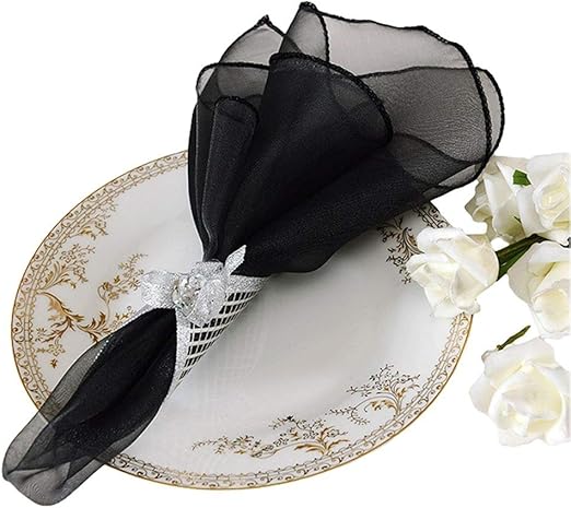 Amazon Woo2u テーブルナプキン ワイントーション オシャレ 結婚式 披露会 レストラン ホテル パーティー 宴会 ブラック 30点セット テーブルナプキン オンライン通販