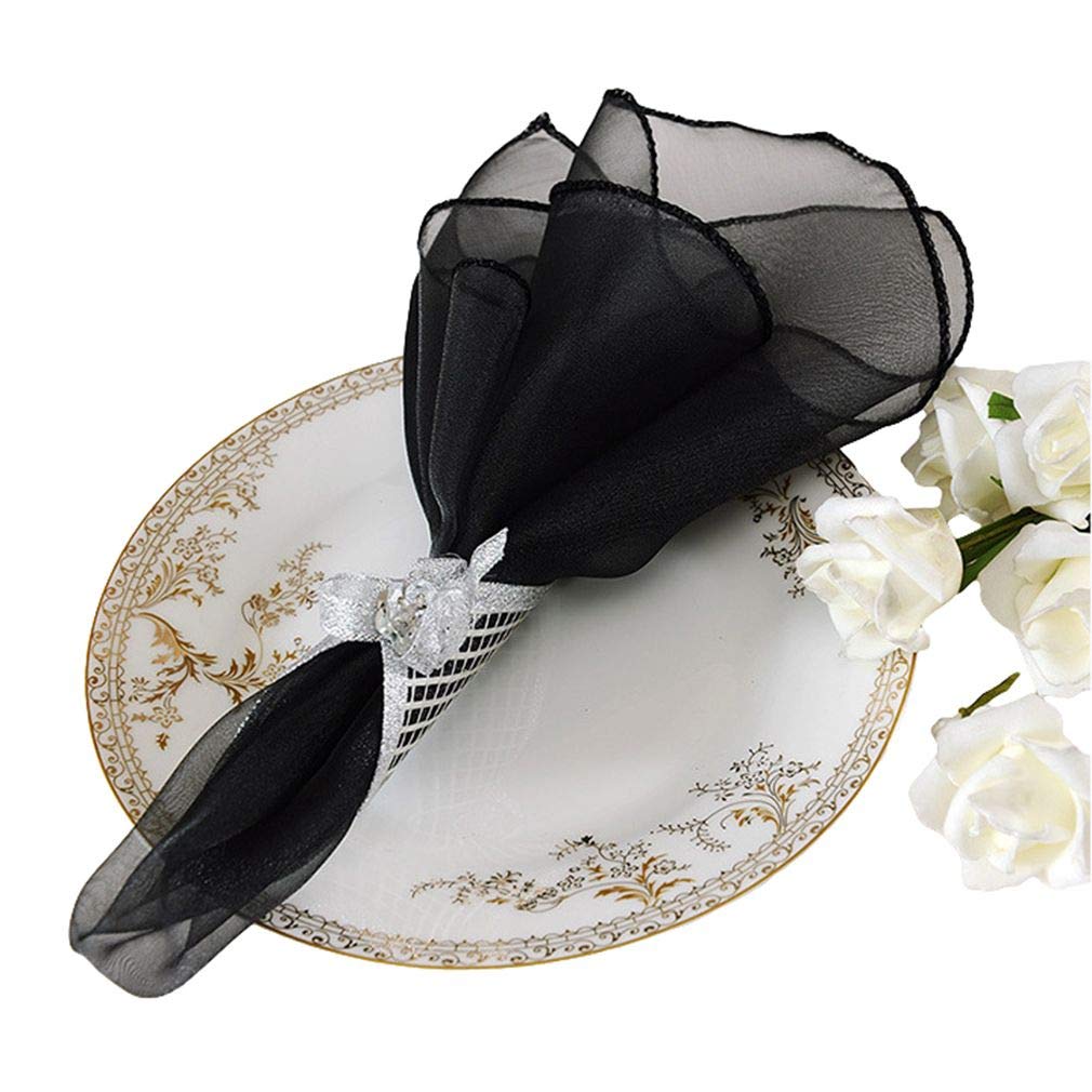 Serviette de table en tulle noir 45x45 cm pour décoration table mariage et banquet