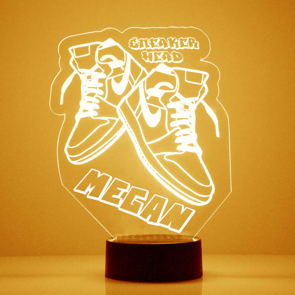 MMS Sneaker Style 20 LED Night Light Lamp, Personalized with Your Name or a Message, Remote Control with 16 Colors, 4 Light Modes, Custom Engraved LED Lamp Gift Lights Up The Room