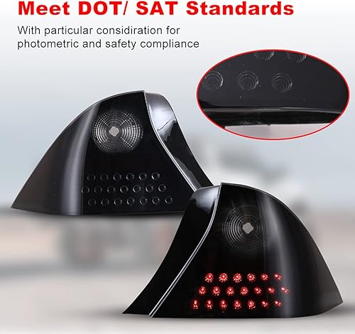 Miniatura 6 de ROXX Conjunto de luces traseras LED para Honda Civic 2001-2003 Coupe de 2 puertas, negro + humo, señales de giroluces de freno LED y DRL, IP67