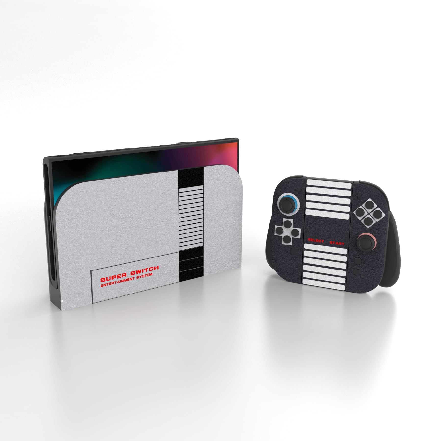 PlayVital for Nintendo Switch 2 Skin Full Set (2Pack) - Protective Vinyl Decal Stickers for Switch 2 Console, Controllers, Handle Grips & Dock | No Residue, Anti-Scratch - Classics NES Style - 4