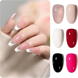 GAOY Classical Gel Nail Polish Set Include Jelly Nude Black White Red Hot Pink Colors Kit for French Manicure and Daily Nail Art at Home