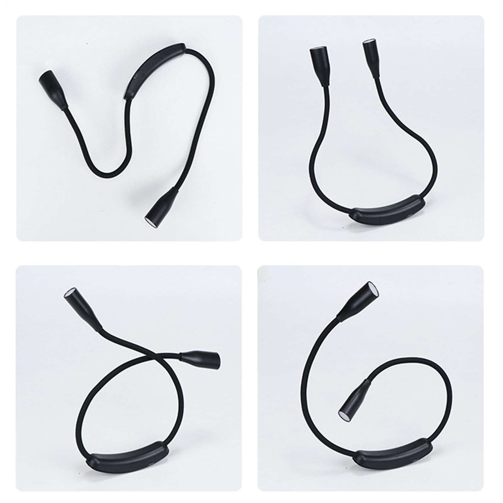 Luz de lectura de cuello LED - Lámpara de libro portátil recargable USB, iluminación flexible de mano, viga de cuidado de los ojos | Marco liviano con brazos ajustables para acampar para reparar el tr