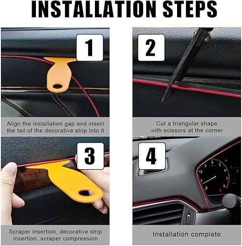 Miniatura 6 de Tiras decorativas universales de 32.8 pies para decorar el salpicadero de la puerta, moldura interior del automóvil, tira flexible con herramienta