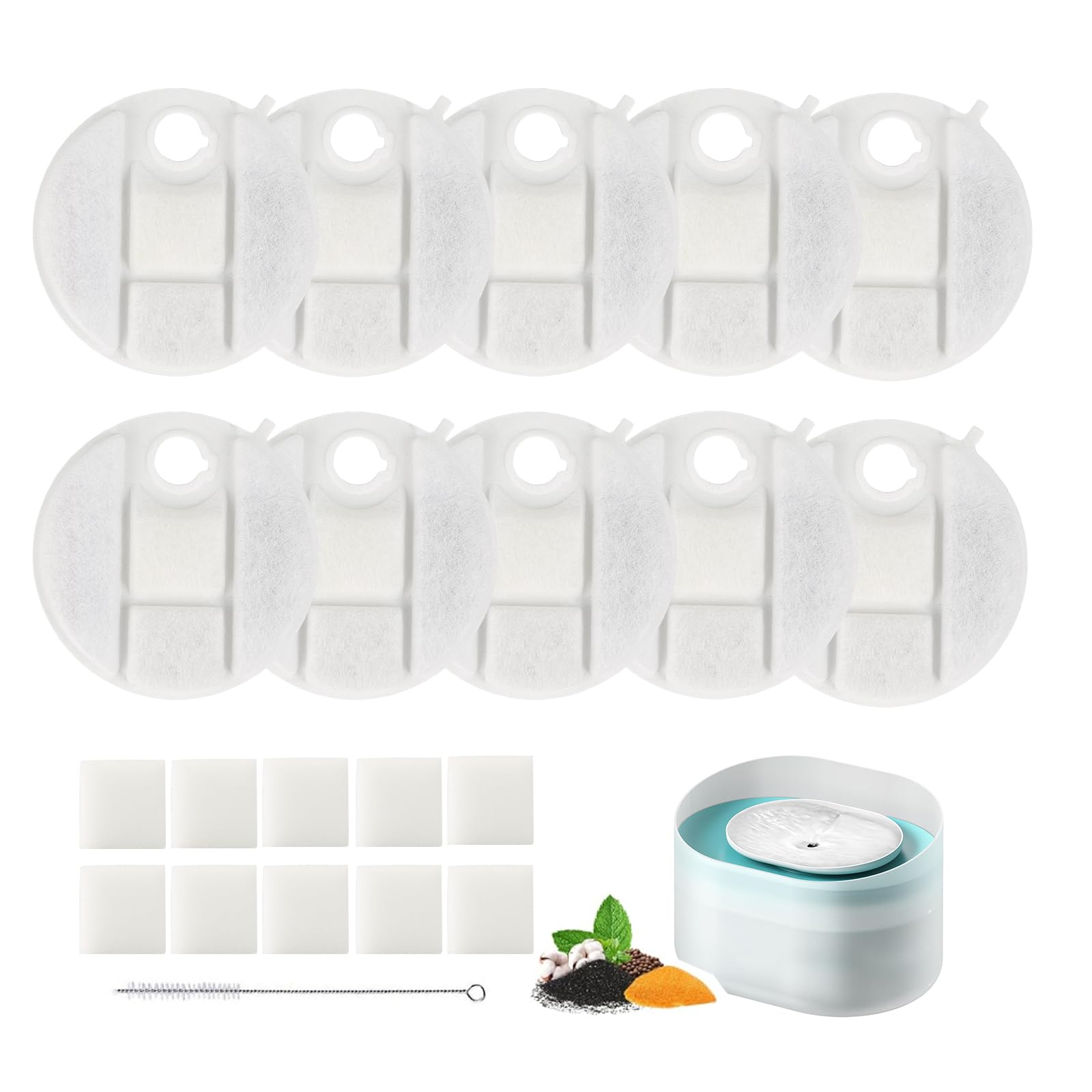 10 Pack Replacement Filter for Capsule Dog Water Fountain PLWF008, 5 Month Set of Filters for Dog Water Dispensers, White