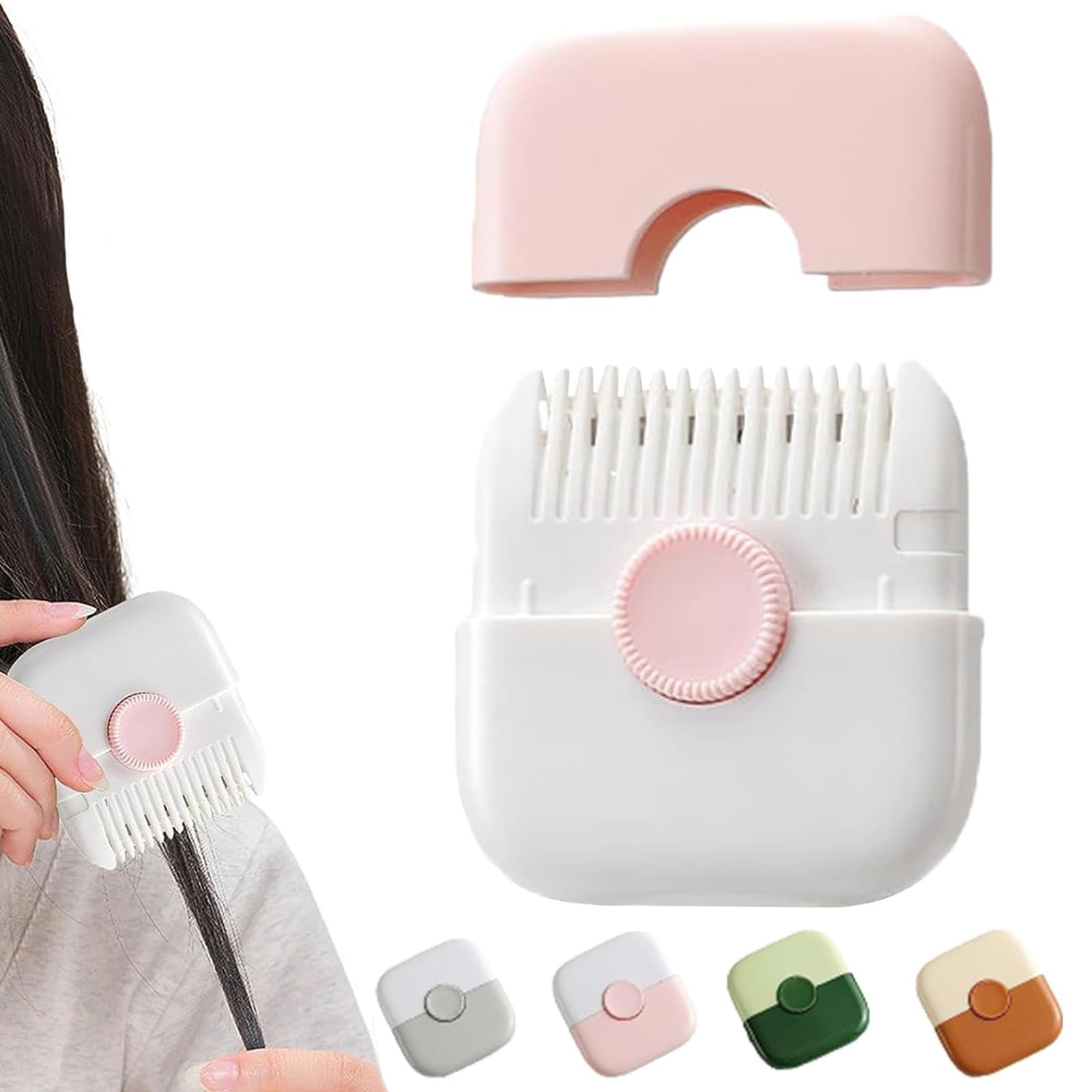Photo 1 of DAZANJA 2 in 1 Dual-Side Split Ends Hair Trimmer, Multifunctional Mini Manual Comb for Women, Bangs Trimmer With Replaceable & Adjustable Blade (Pink)