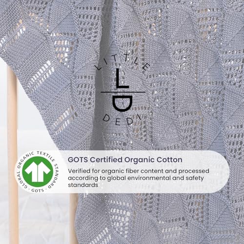 Image of Emily Organic Cotton Baby Blanket 30x40 in, Dark Grey - GOTS Certified, Soft Knit Swaddle for Newborns, Crib & Stroller, Machine Washable