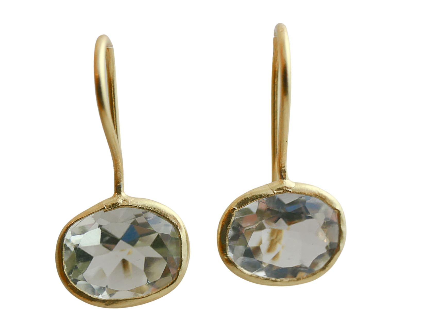 Grüner Amethyst Gold plattiert 925 Sterling Silber Ohrhaken Ohrringe Natürlicher Edelstein - Geburtstagsgeschenk - Handgefertigte Geschenkideen für Frauen (Grüner Amethyst)