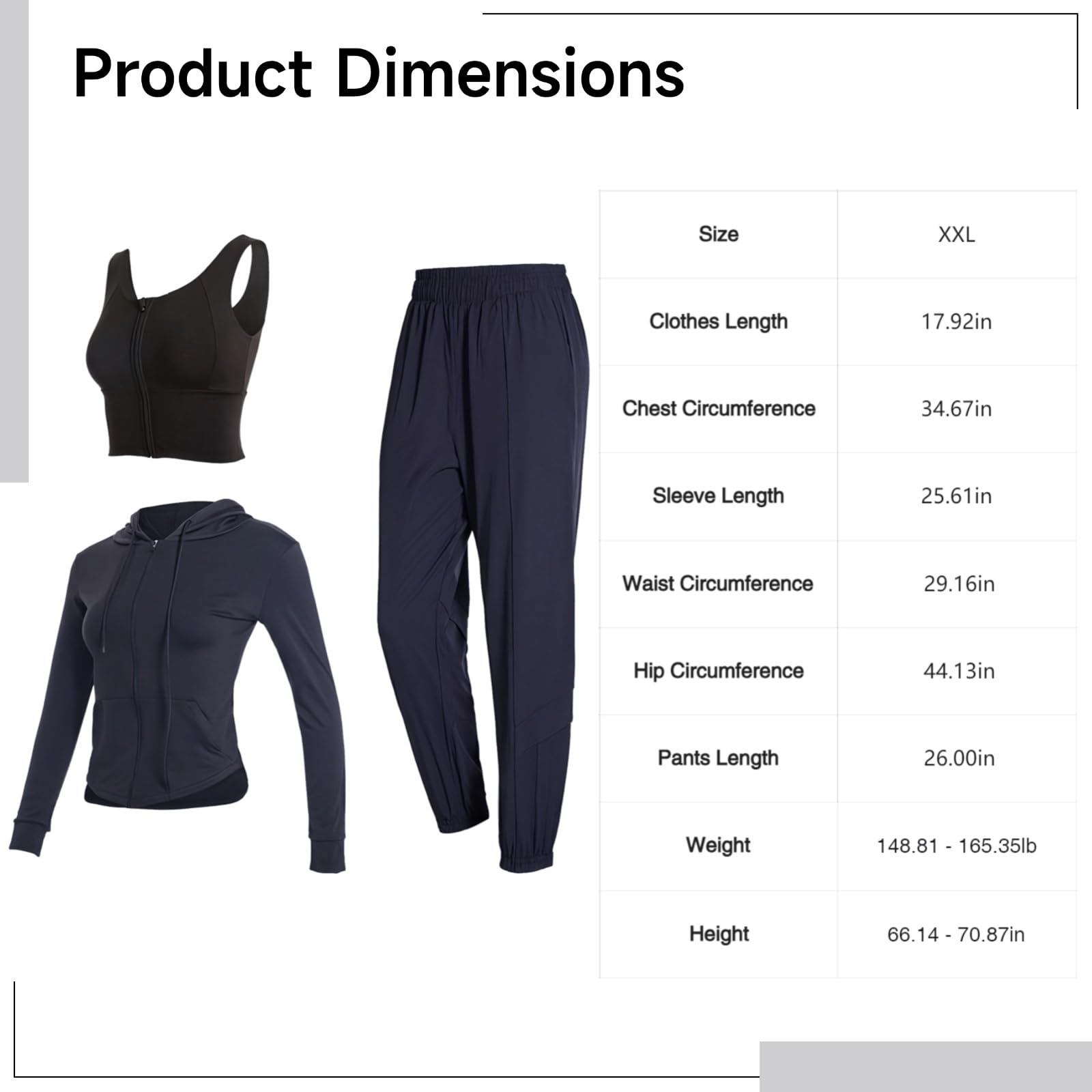 Xxl - Conjunto de entrenamiento de 3 piezas para mujer, brasier deportivo, chaqueta y pantalones deportivos, transpirable y tela