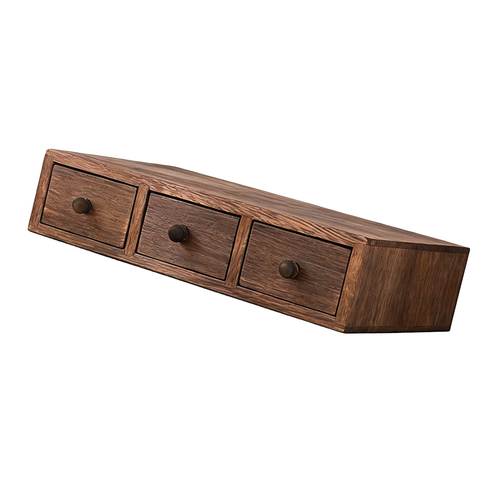 Shntig Natural Wood Desk Organizers with Spacious Compartments for Stationery and Cosmetics Multilayer Desk Planner