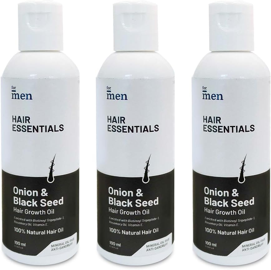 ForMen Hair Growth Oil 100% Natural with 22 Powerful Scalp Health And Hair Growth Ingredients 300ml | Onion Oil, Black Seed Oil, Neem & Amla Oil | No Mineral Oil (Pack of 3)