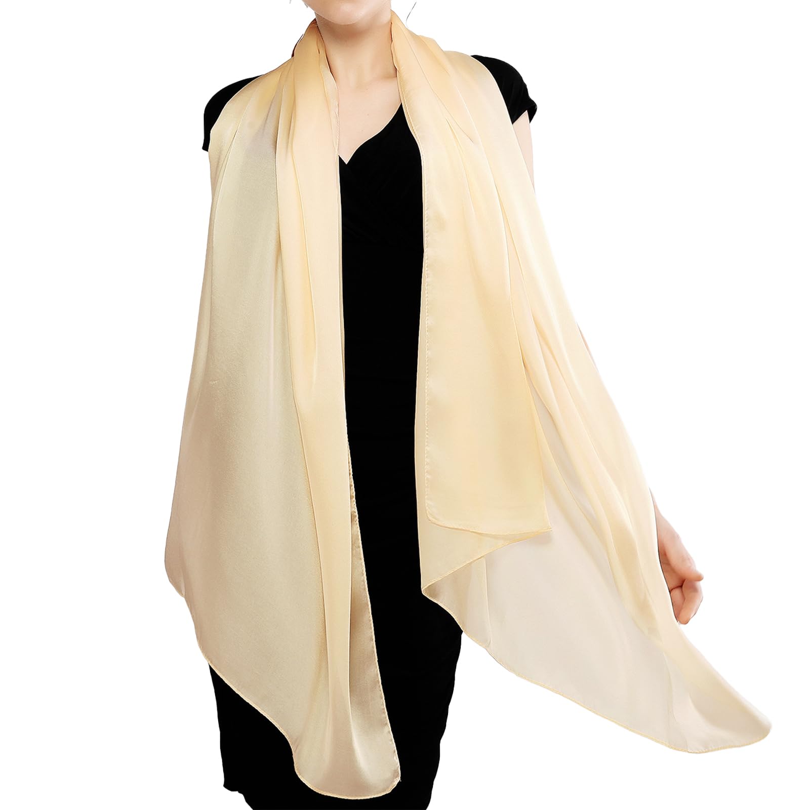RIIQIICHY Foulard Sciarpa Seta Donna Pashmina Stola Scialle Cerimonia Abito da Sera Elegante Sposa