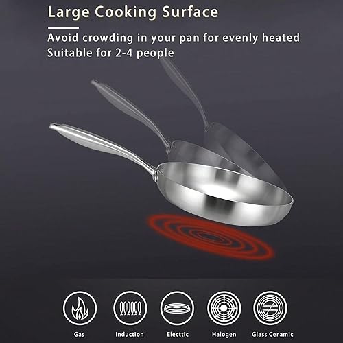 Miniatura 6 de Sartén de acero inoxidable sartenes de grado profesional para cocinar sartén antiadherente de acero inoxidable con revestimiento de tres capas de 9