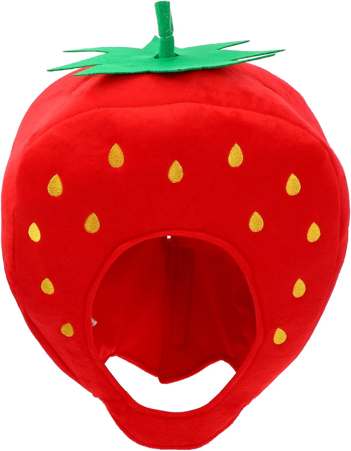 Gadpiparty Strawberry Costume Hat Plush Fruit Headgear Party Accessory for Kids and Adults 13.8X11X6 Inches Soft Nylon Fabric Fun Dress up