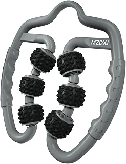 Cellulite Massage Tool Muscle Roller - Deep Fascia Massager & Dimpled Skin Remover for Legs, Thighs & Buttocks - Anti-Cellulite Roller, Smooth Skin, Pain Reliefs (Grey Black-6Wheel)