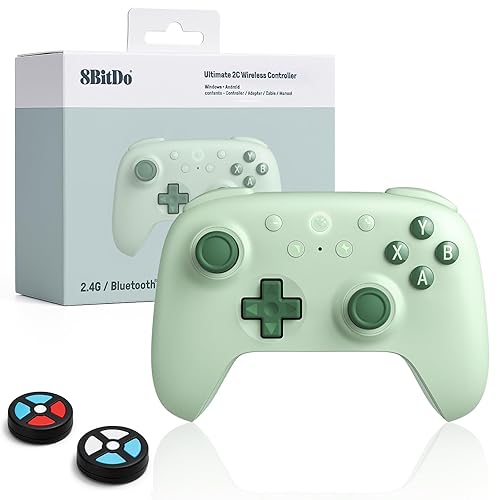 Vista 8 de 8Bitdo Ultimate 2C Bluetooth Controller for Switch/Switch 2 - Wireless Gaming Controller with Hall Effect Joysticks, 6-Axis Motion Control, Azul